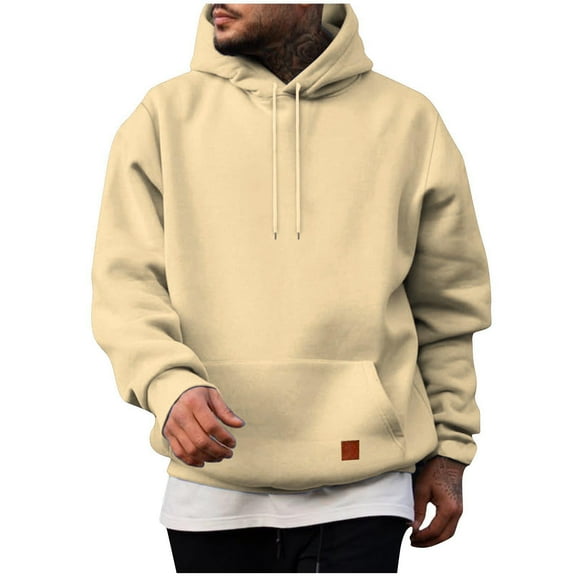 Viadha Mens Sweatshirt Men Casual Fashion Solid Pullover Long Sleeve Hoodie with Pocket Sweatshirts