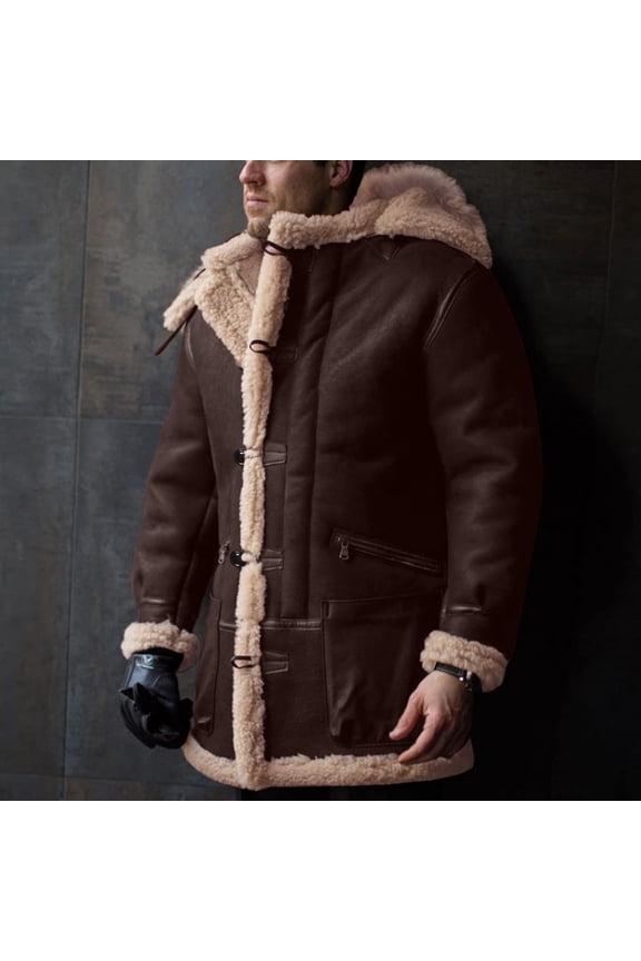 Mens Winter Coats Men's Fall/Winter Fashion Fleece Jacket Stretch Washed Top Jacket