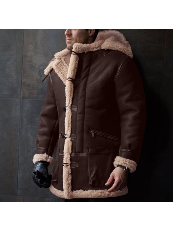 Mens Winter Coats Men's Fall/Winter Fashion Fleece Jacket Stretch Washed Top Jacket