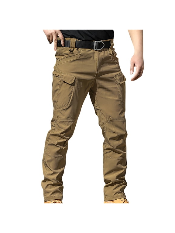 Mens Work Pants Men's Outdoor Solid Color Pocket Slim Pants Full Length Pants