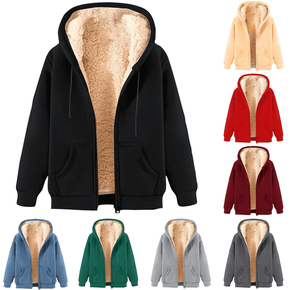 Men's Hoodies Under $10 Mens Zip Up Hoodie Plus Size Sweatshirts Long Sleeve Cardigan Warm Hooded Jacket Fleece Sweater Coat with Pockets