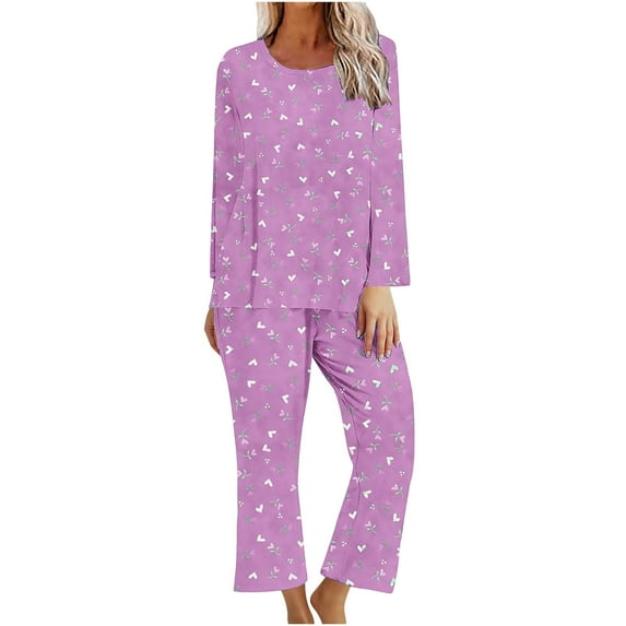 Viadha Pajama Sets Ladies' Gradient Printed Casual Top Pants Pajama Set
