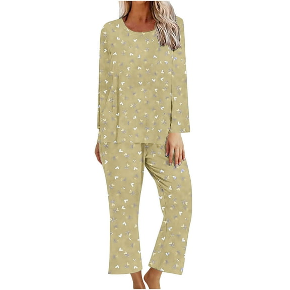 Viadha Plus Size Pajamas for Women Set Ladies' Gradient Printed Casual Top Pants Pajama Set