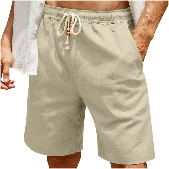 Viadha Plus Size Shorts Men's Casual Solid Color Casual Drawstring Pockets Elastic Sports Shorts Mens Casual Pants
