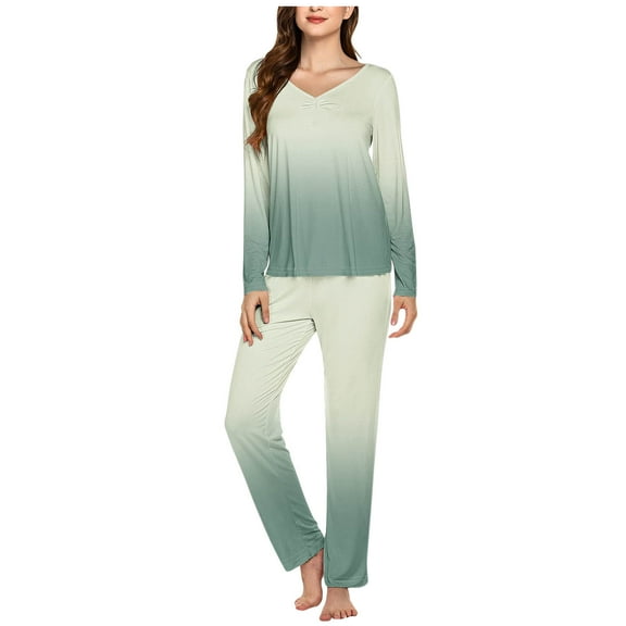 Viadha Plus Size Sleepwear Ladies' Casual Solid Color Casual Top Pants Pajama Set