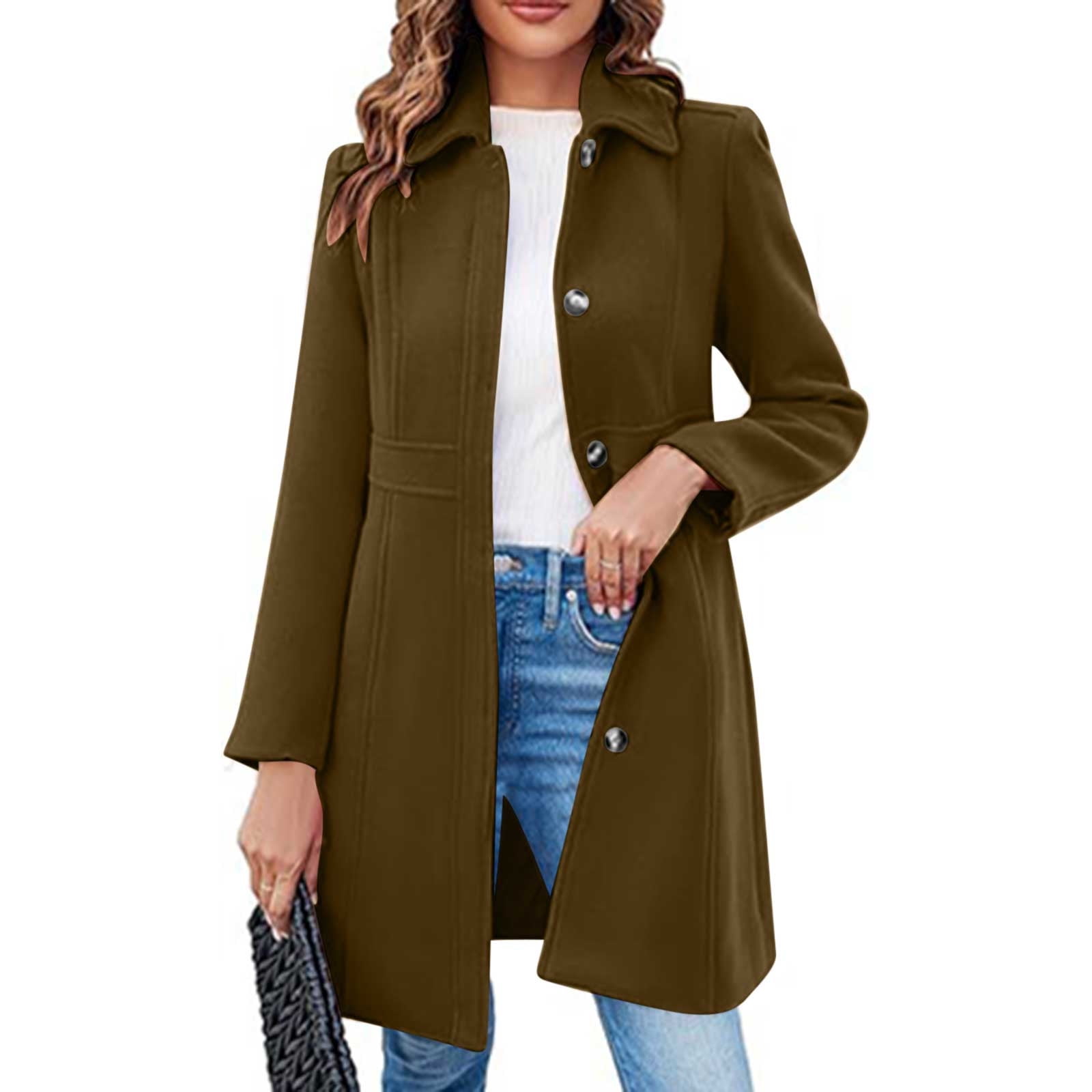 Viadha Trench Coat Women Women's Solid Color Elegant Single