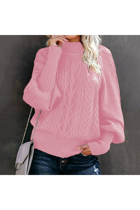 Fall Winter Sweaters for Women Casual Solid Long Sleeve Thick Knit Pullover Crewneck Sweater Coat Tops