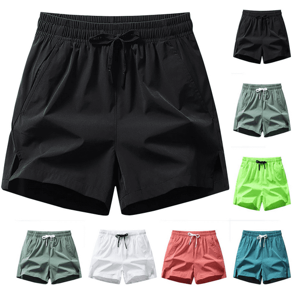 Big and Tall Shorts for Men Up to 65% off Mens Shorts Summer Solid Color Casual Comfortable Drawstring Pocket Elastic Waist Shorts Size S-5XL