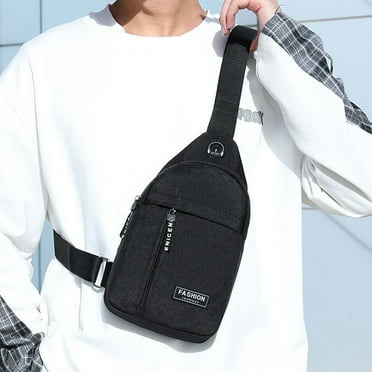 Viadha Small Sling Bag Crossbody Chest Shoulder Water T Sling Purse One Strap Travel Bag for Men Women with Earphone Hole