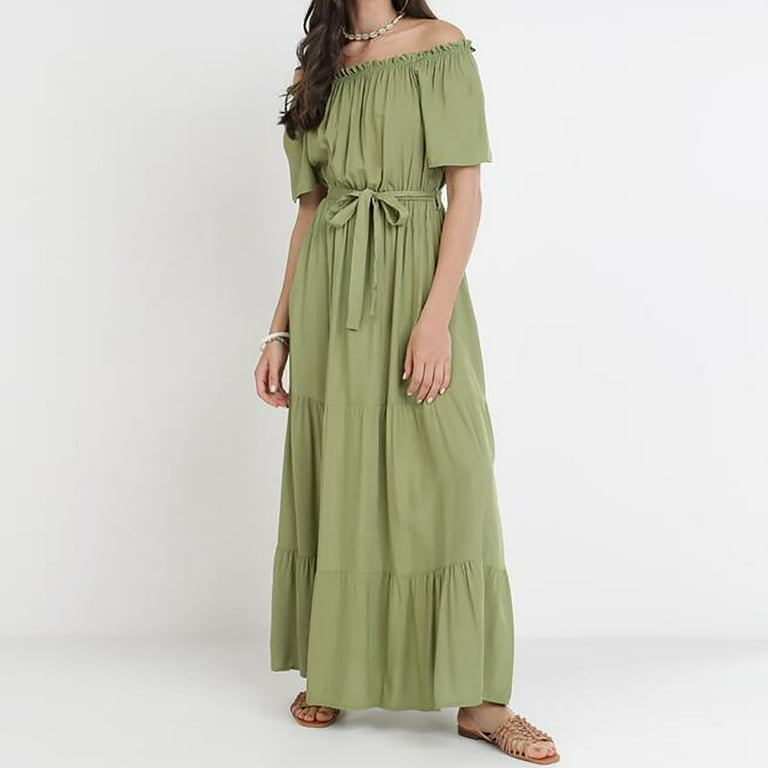 Viadha Spring Dresses for Women Fashion Bohemian Off Shoulder