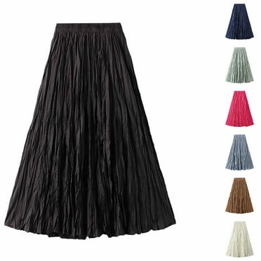 Viadha Spring Skirts Women's Fashion Classic High Waist Flowing Skirt Slimming Elastic Waist Skirt