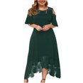 thumbnail image 1 of Viadha Women's Cocktail Dresses Plus Size Women Sexy Ruffle Strapless Splicing Lace Splicing Short Sleeve Dresses, 1 of 7