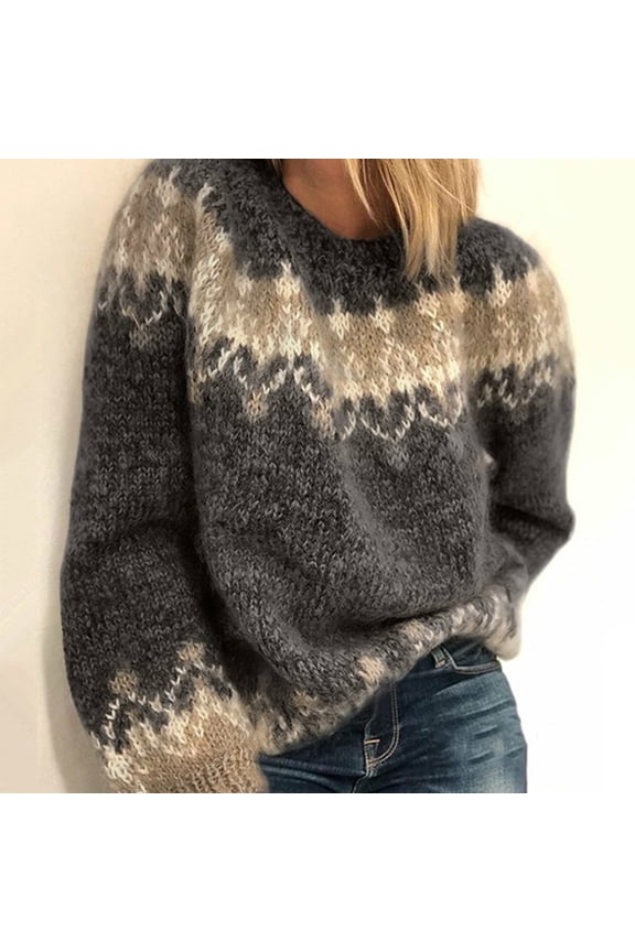 Oversized Sweaters for Women Crewneck Long Sleeve Knit Warm Pullover Sweaters Tops