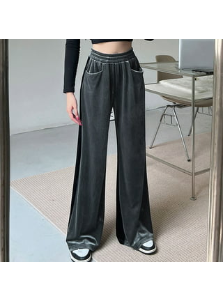 BUIgtTklOP Pants For Women Clearance Ladys High Waisted Lacing Loose And  Comfortable Stretch Wide Leg Straight Pants 