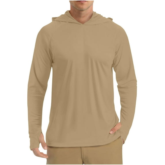 Viadha Sweatshirt Men Men's Summer Sunscreen Is Lightweight Breathable and Solid Color Long Sleeve Hooded Blouse