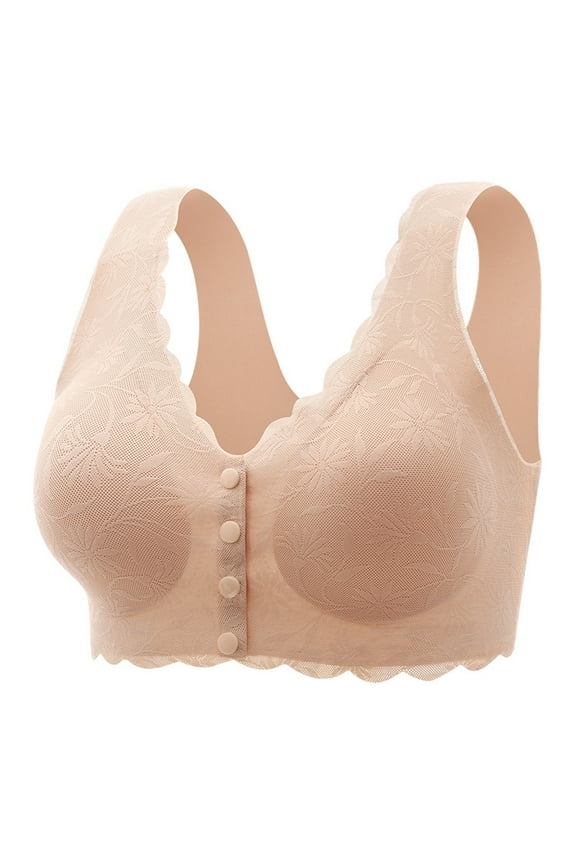True Bras for Women Ladies Traceless Comfortable No Steel Ring Breathable Gathering Front Opening Buckle Bra Woman Underwear