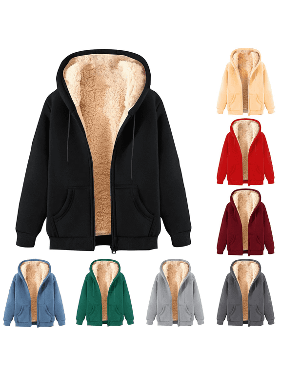 Mens Zip Up Hoodie Plus Size Sweatshirts Long Sleeve Cardigan Warm Hooded Jacket Fleece Sweater Coat with Pockets