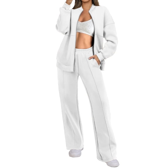 Viadha Women Sets 2 Piece Outfits Women 2 Piece Outfits Set Oversized Zip Up Sweatshirt Jacket Sweatpant Matching Sweat Sets Fall Sweatsuit