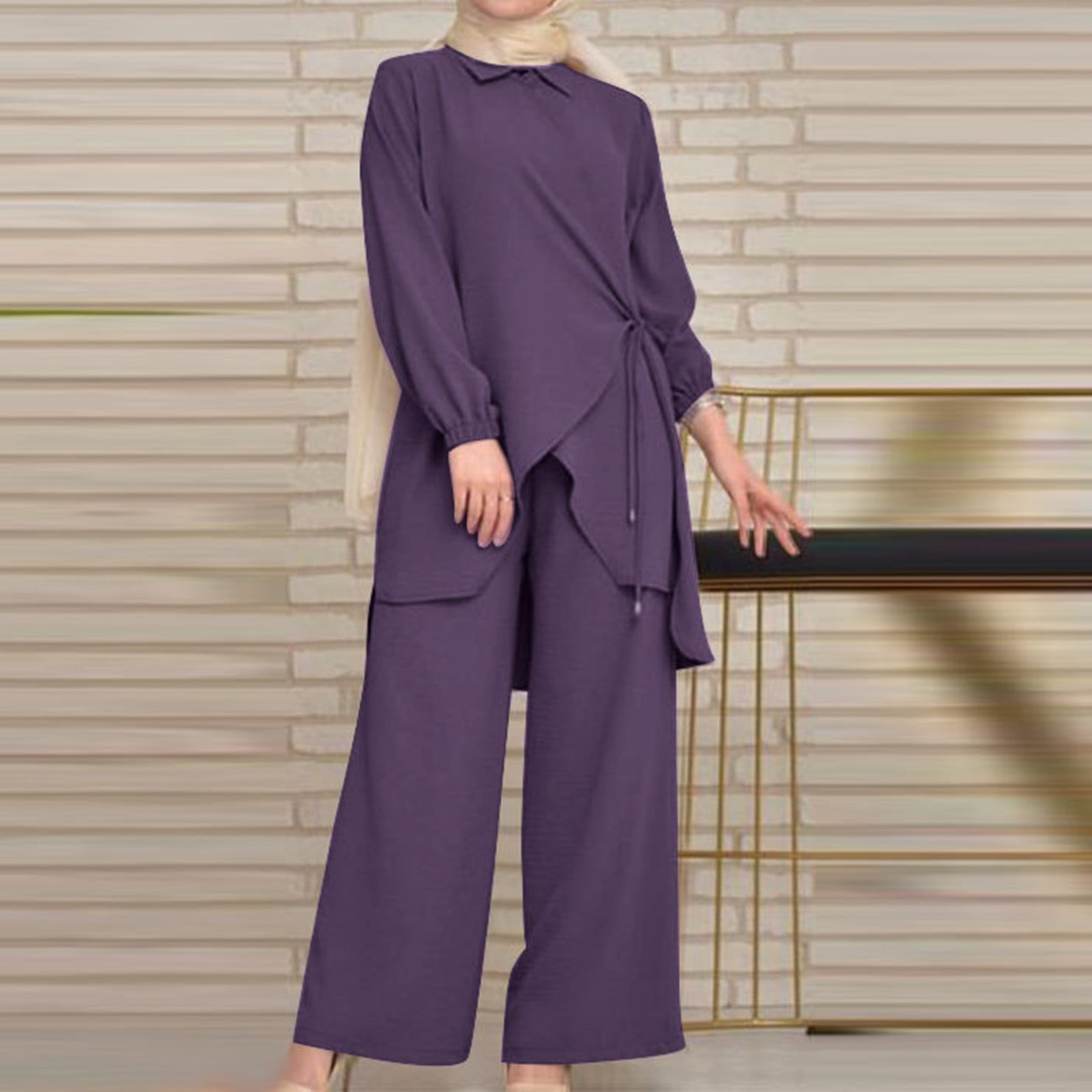 Viadha Women Sets 2 Piece Outfits Women's Solid Color Long Sleeved ...