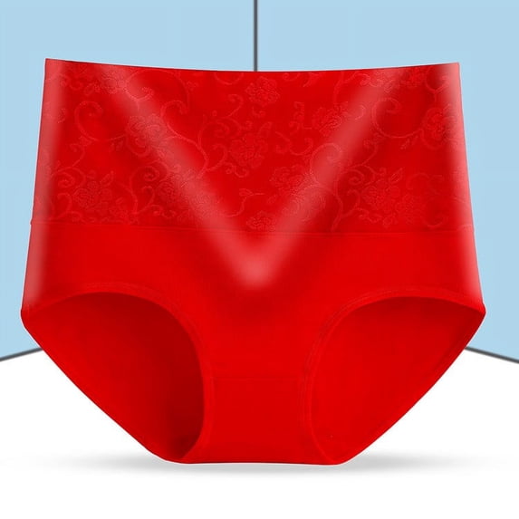 Viadha Women Underwear Cotton Panties Plus Size Briefs Breathable Ladies Soft Panty Red XXXL