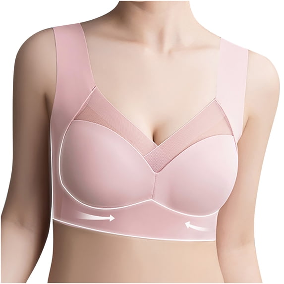 Plus Size Everyday Bras for Women Full Coverage Soft Sleep Wirefree Bras Strapless Lace Vest Underwear Daily Bra