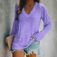thumbnail image 1 of Viadha Women's Casual Solid Colour Shoulder V-Neck Pullover Long-Sleeved Loose Tops Long-Sleeved V-Neck Tops/Shirts, 1 of 4