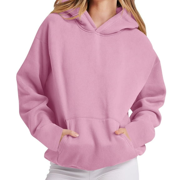 Viadha Women's Fashion Hoodies & Sweatshirts Womens Oversized Hoodies Fleece Sweatshirts Long Sleeve Sweaters Pullover Fall Outfits With Pocket Basic Tops for Woman