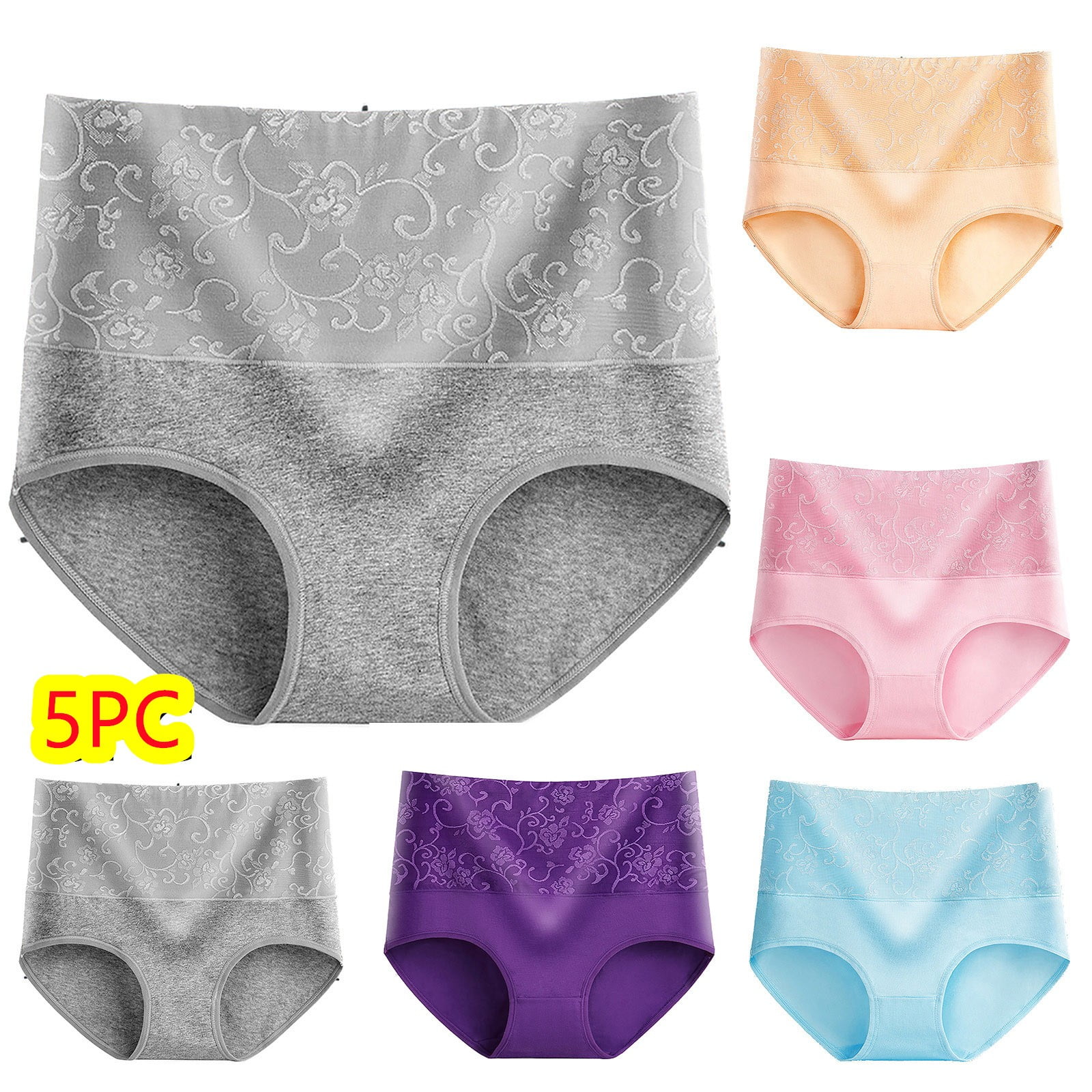 Viadha Women's High Waisted Cotton Underwear Soft Breathable Panties Stretch Briefs Seamless