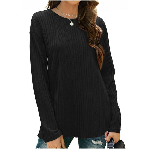 Viadha Women's Lightweight Sweaters Long Sleeve Shirts Round Neck Casual Tunic Tops Blouse