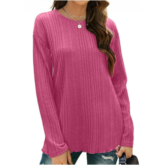 Viadha Women's Lightweight Sweaters Long Sleeve Shirts Round Neck Casual Tunic Tops Blouse