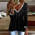 thumbnail image 1 of Viadha Womens Long Sleeve Tops Women's Solid Colour Tops Vintage Gold Velvet Long Sleeve Tops Long Sleeve V-Neck Shirt, 1 of 8