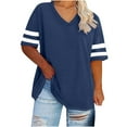 thumbnail image 1 of Viadha Womens Oversized Summer Shirts V Neck Plus Size Tops Short Sleeves Fashion Workout Clothes Beach Vacation 2026 Basic Tee, 1 of 3