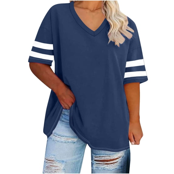 Viadha Womens Oversized Summer Shirts V Neck Plus Size Tops Short Sleeves Fashion Workout Clothes Beach Vacation 2026 Basic Tee