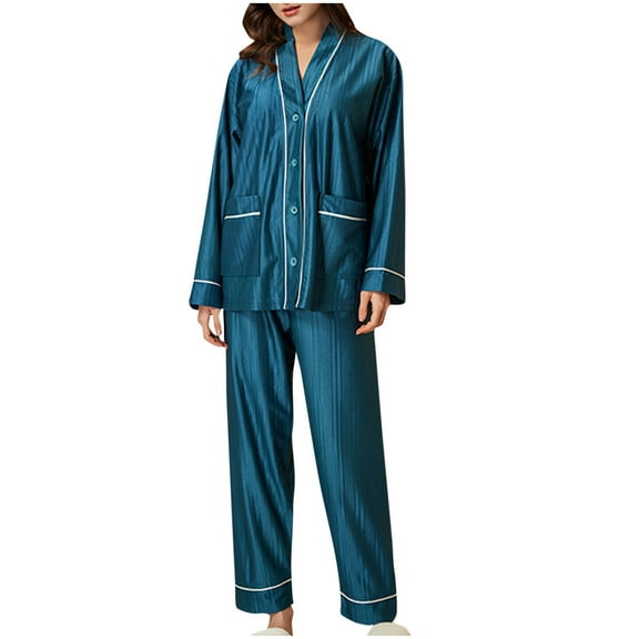 Viadha Womens Pajama Sets Women's Early Fall New Long Sleeve Thin Absorbing and Breathable Outwear Home Suit Set