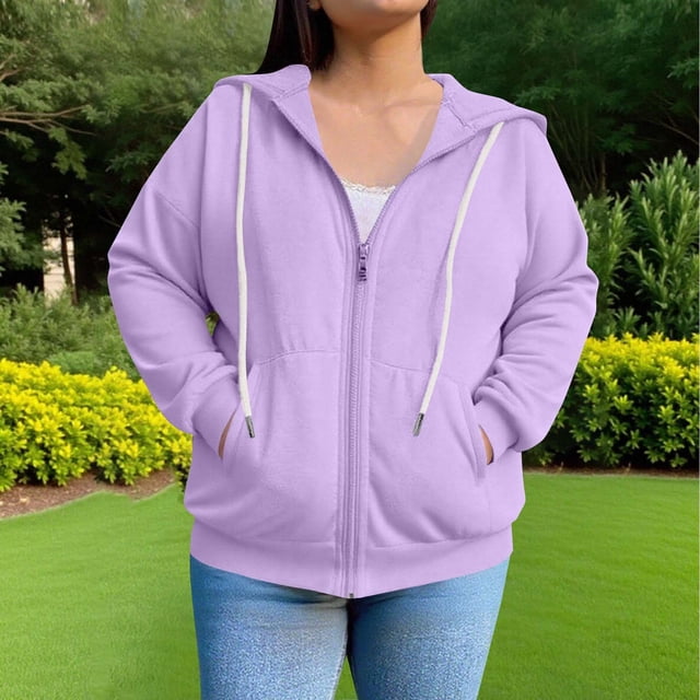 Viadha Womens Plus Size Hoodies Sweatshirts Casual Basic Long Sleeve Drawstring Sweatshirt with Pockets