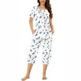 thumbnail image 1 of Viadha Womens Sleepwear Women's Round Neck Leaf Print Short Sleeve Sleepshirt and Pants Sets Loungewear Pajamas with Pockets, 1 of 6