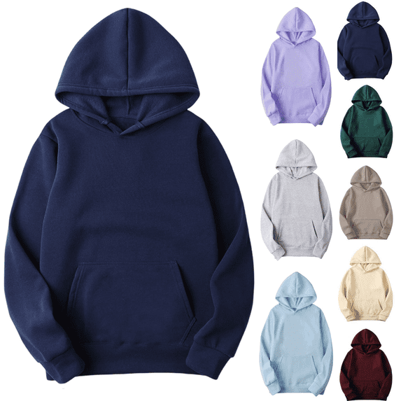 Viadha Womens Solid Hoodies Casual Fall Fashion Oversized Hooded Sweatshirts Long Sleeve Comfy Trendy Pullover Tops with Pockets