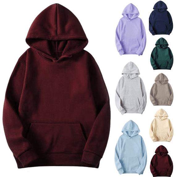 Viadha Womens Solid Hoodies Casual Fall Fashion Oversized Hooded Sweatshirts Long Sleeve Comfy Trendy Pullover Tops with Pockets