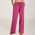 thumbnail image 1 of Viadha Womens Straight Wide Leg Linen Pants Loose Drawstring High Waisted Casual Solid Long Trousers with Pockets, 1 of 9