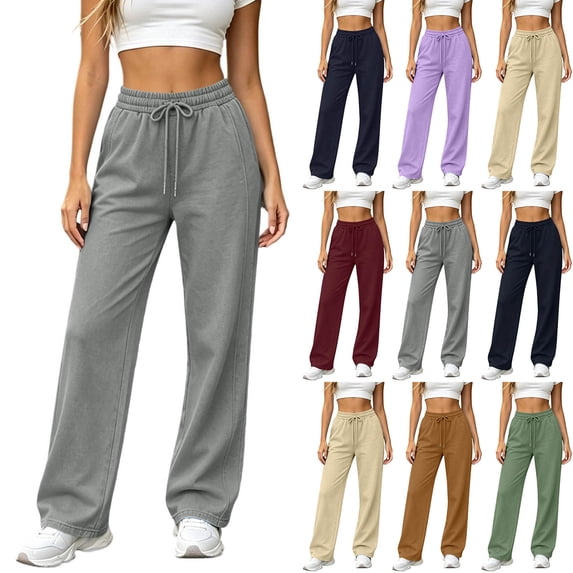 Viadha Womens Sweatpants with Pockets Fall Fashion 2026 Baggy Joggers Workout Lounge Lightweight Comfy High Waisted Elastic Waist Drawstring Athletic Sweat Pants
