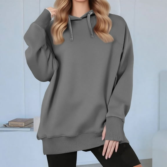 Viadha Womens Sweatshirts 2025 Oversized Hoodies Sweatshirt Cropped Pullover Long Sleeve Trendy Casual Fall Fashion Outfits