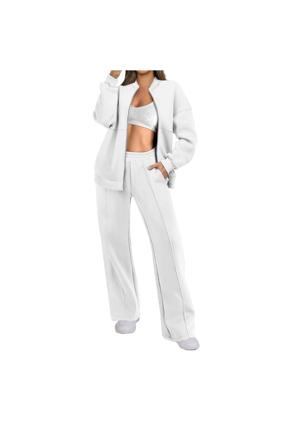 Womens Sweatsuits 2 Piece Set Women 2 Piece Outfits Set Oversized Zip Up Sweatshirt Jacket Sweatpant Matching Sweat Sets Fall Sweatsuit