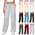 thumbnail image 1 of Viadha Womens Wide Leg Sweatpants High Waisted Straight Leg Sweat Pants Casual Elastic Drawstring Baggy Workout Pants with Pockets, 1 of 7