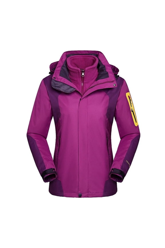 Womens Winter Coat Women's Three in One Outdoor Fashion, Warmth, Waterproof, Windproof Fleece Jacket, Breathable Mountaineering Jacket Puffer Jacket Womens