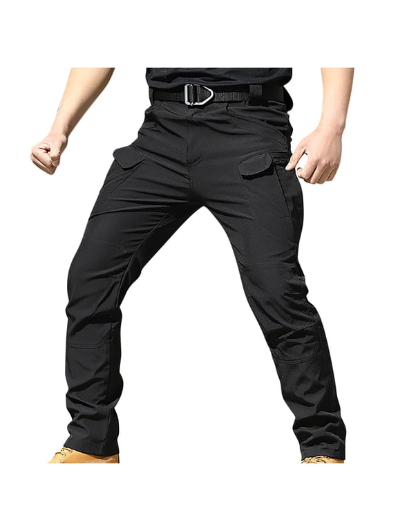 Work Pants for Men Men's Outdoor Solid Color Pocket Slim Pants Full Length Pants