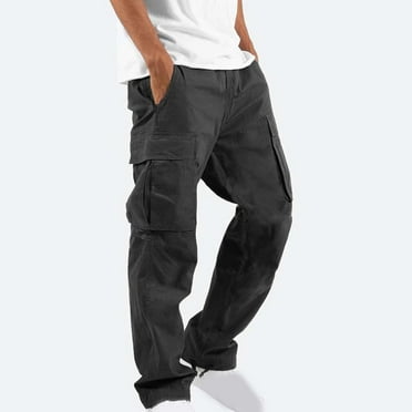 Viadha Work Pants for Men Solid Casual Multiple Pockets Outdoor Straight Type Fitness Pants Cargo Pants Trousers