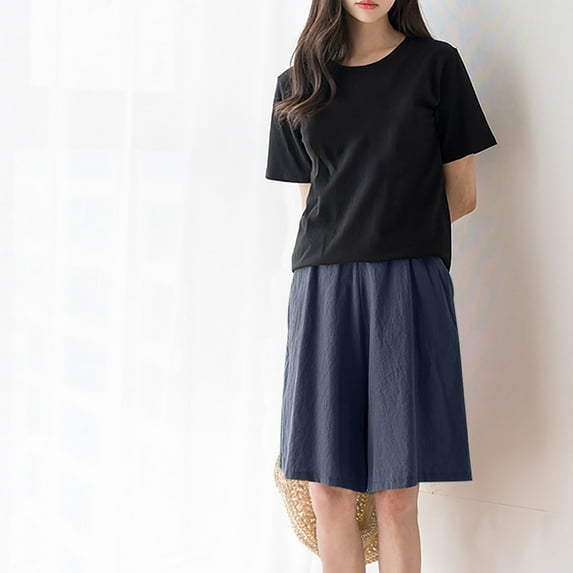 Viadha Workout Shorts Women Fashionable Solid Color Casual Shorts Oversized Elastic Waist Wide Leg Pants Boyshorts Panties for Women
