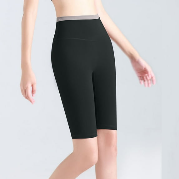 Viadha Workout Shorts Women's Solid Color Matching Hip Lifting High Waist Exercise Pants Yoga Capris Pants Plus Size Pants