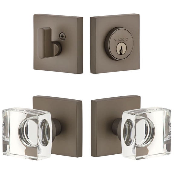 Viaggio 628747 Quadrato Solid Brass Single Cylinder Keyed Entry Door Knob Set And Deadbolt