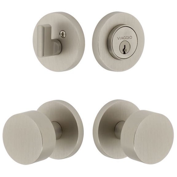Viaggio Cloclo_Combo_234 Circolo Solid Brass Single Cylinder Keyed Entry Door Knob Set And